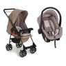Kit Carrinho Para Bebê Até 15Kg Passeio Berço Alça Reversível Milano Panda Galzerano + Bebê - Marrom - 1