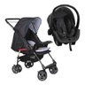 Kit Carrinho Para Bebê Até 15Kg Passeio Berço Alça Reversível Milano Panda Galzerano + Bebê - Preto - 1