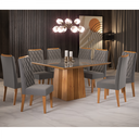 Ver imagem 1 de Mesa de Jantar Quadrada Sonhare com 8 Cadeiras Iza Mel/cinza/vd Grafite - Casa Giulia