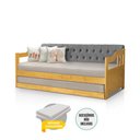 Ver imagem 4 de Bicama Dublin Estofado Capitonê Veludo Cinza Madeira com Cama Auxiliar 2 Colchões