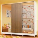 Ver imagem 1 de Guarda Roupa Infantil Madesa Logan 100% MDF 3 Portas de Correr com Espelhos com Pés Branco/Rustic Co