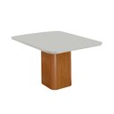Ver imagem 1 de Mesa de Jantar Eloise 90cm Tampo Mdf e Vidro Canto Copo Moderna Mobília