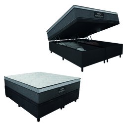 Cama Box Baú Casal Queen Colchão Gazin Maximus Molas Ensacadas 158x198x65cm Cinza / Preto - 2