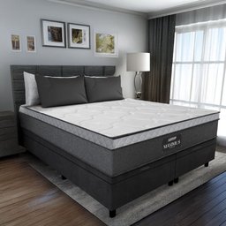 Cama Box Baú Casal Queen Colchão Gazin Maximus Molas Ensacadas 158x198x65cm Cinza / Preto - 1