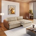 Ver imagem 5 de Sofá 3 Lugares Pollo Retrátil Horse Collection Corino e Linho Palha 230cm