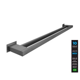 Toalheiro Duplo 50 cm Inox Grafite - Kromus RT0309-50G - 2