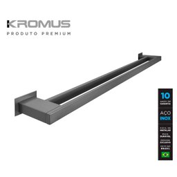 Toalheiro Duplo 50 cm Inox Grafite - Kromus RT0309-50G - 3
