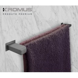 Toalheiro Duplo 50 cm Inox Grafite - Kromus RT0309-50G - 5