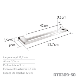 Toalheiro Duplo 50 cm Inox Grafite - Kromus RT0309-50G - 4