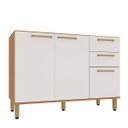Ver imagem 1 de Balcão de Pia 100% MDF 120 cm 3 Portas 2 Gavetas Dulce Freijó/Branco