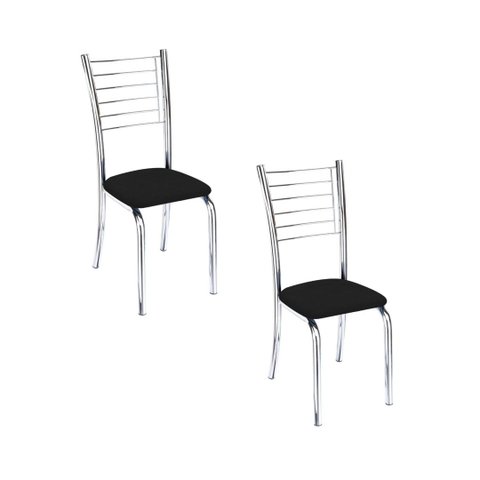 Conjunto 2 Cadeiras cromadas para cozinha Kiara-Corino Preto GAT MAGAZINE