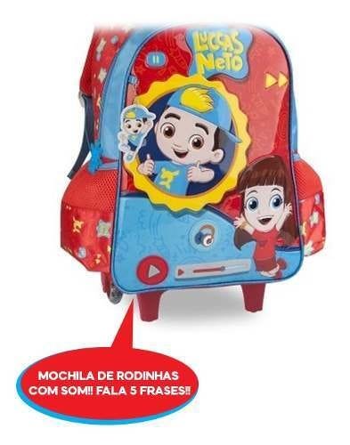 Mochila Com Rodinhas Oficial Luccas Neto Original - Vermelho - Luccas Neto - 3