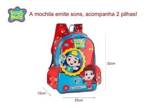 Mochila Infantil Pequena Luccas Neto Clio Original (som) - Vermelho - Liso - 3