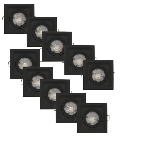 Kit 10 Spot Recuado Led Deep 5w 3000k Quadrado Preto Embutir