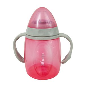 Copo de Transição Clingo com Alça, Bico de Silicone, Anti-vazamento - Rosa