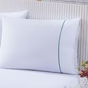 Ver imagem 3 de Jogo de Cama 100% Algodão Percal 150 Fios Solteiro Gran Moratta 2 Peças - Branco e Detalhe Verde