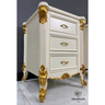 Mesa de Cabeceira Dominique Madeira Demolição Laca Branca Apliques Folhedos a Ouro - 3