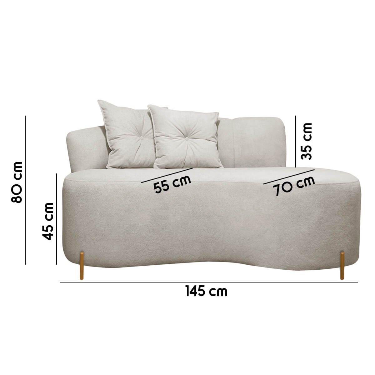 Sofá Redondo Grecia 1.45m 2 Lugares + 2 Poltronas Bouclê Bege Sofa Store - 4