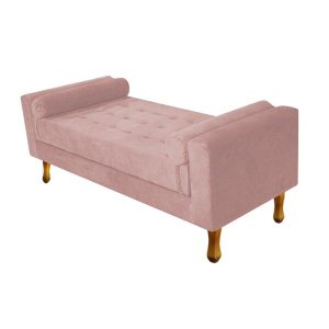 Recamier Baú Félix Casal 140cm Suede Rosê - Adj Decor
