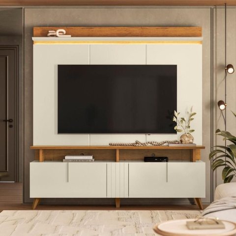 Conjunto Painel com Prateleira e Rack 2 Portas Home Suspenso para Tvs até 70 Polegadas 180cm MDP-