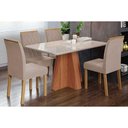 Ver imagem 1 de Conjunto: Mesa Sala Jantar Maitê Tampo Madeirado C/ Vidro 130x80cm e 4 Cadeiras Juliana Cinamomo/