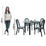 Conjunto Sala de Jantar Mesa Sara C/ 4 Cadeiras Diva 1,20m Granito Preto Craquelado/folha Artefamol - 9