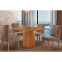 Ver imagem 2 de Conjunto: Mesa de Cozinha Maldivas Tampo Curvo 90cm+4 Cadeiras Dafne Madeira Naturale - Capuccino/