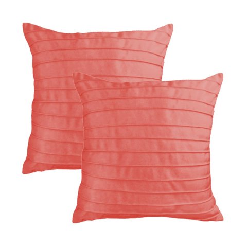 Kit 2 Capas para Almofada Drapeada Line em Veludo Quadrada 50x50 Cor:rosa Coral