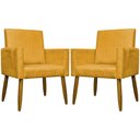 Ver imagem 1 de Kit 2 Poltronas Decorativas Mari Suede Pé Palito - Mostarda Suede