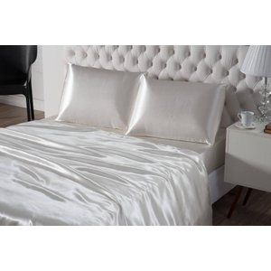 Jogo de Cama Lençol Cetim Pérola Casal Queen 4 Peças