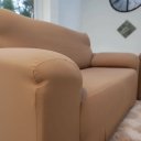 Ver imagem 4 de Kit Capa para Sofá 02 e 03 Lugares Favorita Malha Coladinha:Caqui