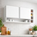 Ver imagem 3 de Armário Aéreo Cozinha Vanessa 105cm 2 Portas Nicho Lateral Mdp Funcional Branco - Desk Design