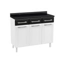 Ver imagem 1 de Gabinete de Cozinha Modulado Balcão Topázio 3 Portas e 3 Gavetas C/tampo 105cm Branco/pretotelasul