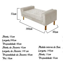 Recamier Baú Félix Queen Size 1,60M Suede Bege - ADJ Decor - 3