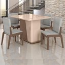 Ver imagem 2 de Kit Mesa de Jantar Harmonia com 4 Cadeiras Sinfonia em Linho Carvalho/fendi/cinza