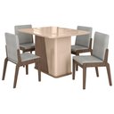 Ver imagem 1 de Kit Mesa de Jantar Harmonia com 4 Cadeiras Sinfonia em Linho Carvalho/fendi/cinza