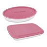 Conjunto Assadeiras De Vidro Marinex Com Tampa Rosa 02 peças - 1