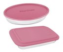 Ver imagem 1 de Conjunto Assadeiras de Vidro Marinex com Tampa Rosa 02 Peças