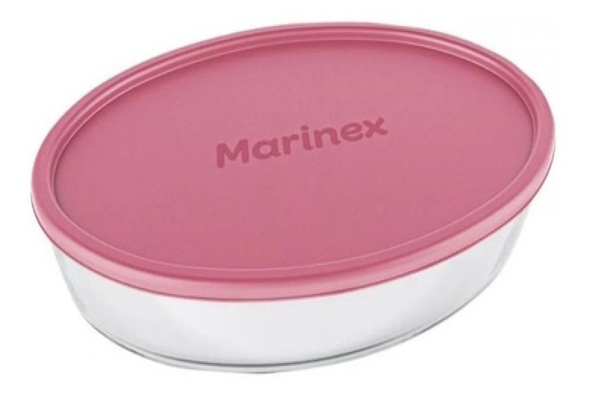 Conjunto Assadeiras De Vidro Marinex Com Tampa Rosa 02 peças - 3