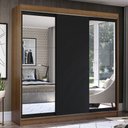 Ver imagem 1 de Guarda-Roupa Casal Madesa Istambul 3 Portas de Correr com Espelhos 3 Gavetas Rustic/Preto Cor:Rustc/
