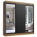 Ver imagem 2 de Guarda-Roupa Casal Madesa Istambul 3 Portas de Correr com Espelhos 3 Gavetas Rustic/Preto Cor:Rustc/