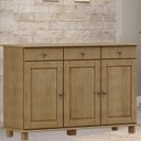 Ver imagem 2 de Balcao Madeira Maciça 3 Portas 3 Gavetas 129 Cm 8927 Freijo Milani Store
