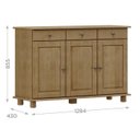 Ver imagem 3 de Balcao Madeira Maciça 3 Portas 3 Gavetas 129 Cm 8927 Freijo Milani Store