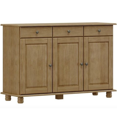 Balcao Madeira Maciça 3 Portas 3 Gavetas 129 Cm 8927 Freijo Milani Store