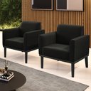 Ver imagem 2 de Poltrona Base Madeira Preto Kit 2 Maressa Suede Preto - Ibiza