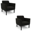 Ver imagem 1 de Poltrona Base Madeira Preto Kit 2 Maressa Suede Preto - Ibiza