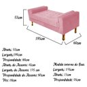 Ver imagem 3 de Recamier Baú Félix King Size 1,95M Suede Rosa Bebê - ADJ Decor