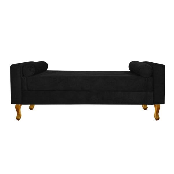 Recamier Baú Félix King Size 1,95M Suede Preto - ADJ Decor - 2