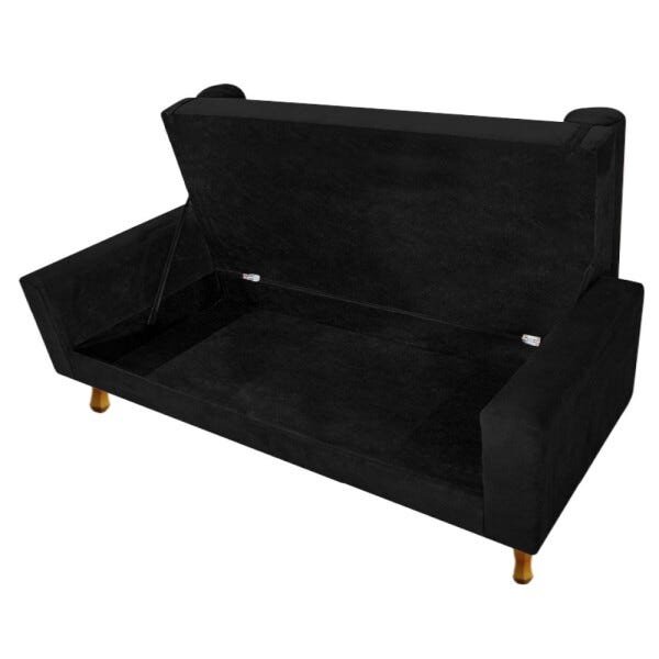 Recamier Baú Félix King Size 1,95M Suede Preto - ADJ Decor - 6