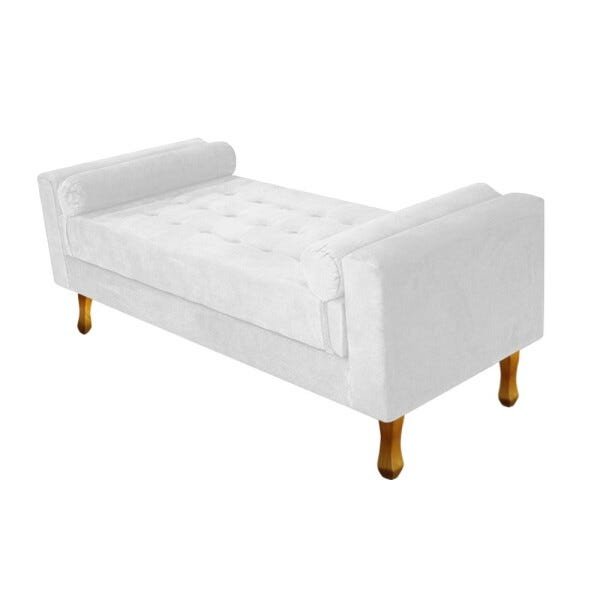 Recamier Baú Félix King Size 1,95M Suede Branco - ADJ Decor - 1